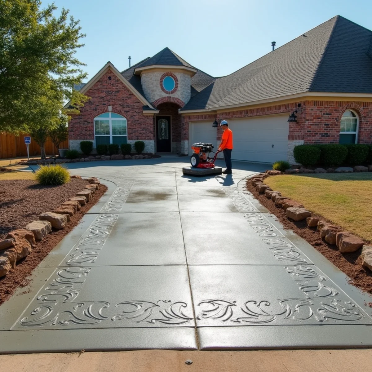 Stamped concrete driveway replacement San Antonio TX