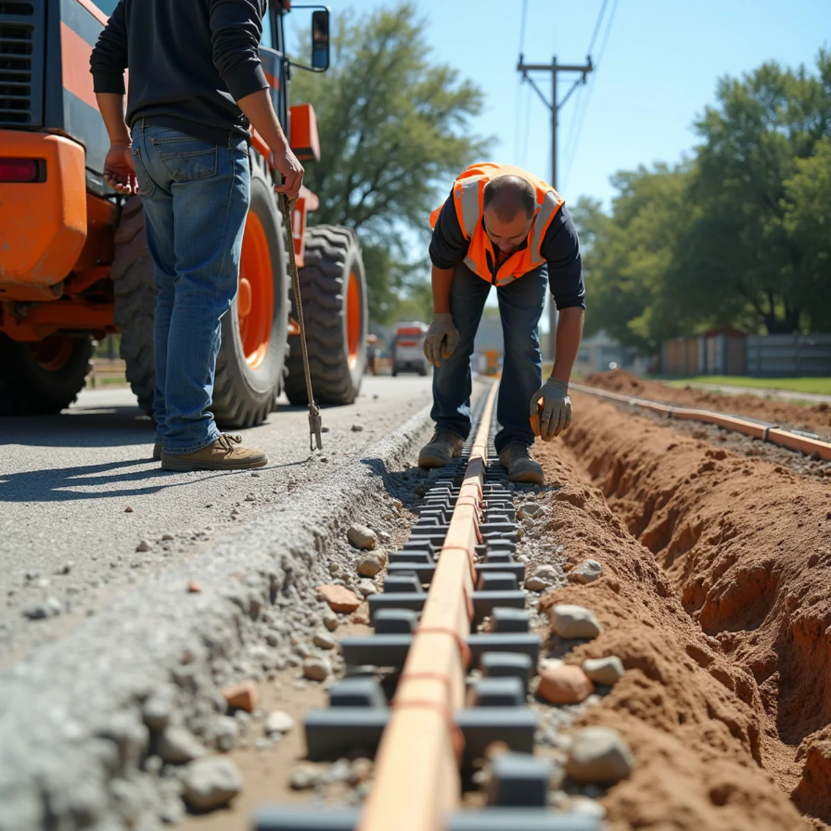 Laser leveled concrete subbase preparation with rebar Converse TX