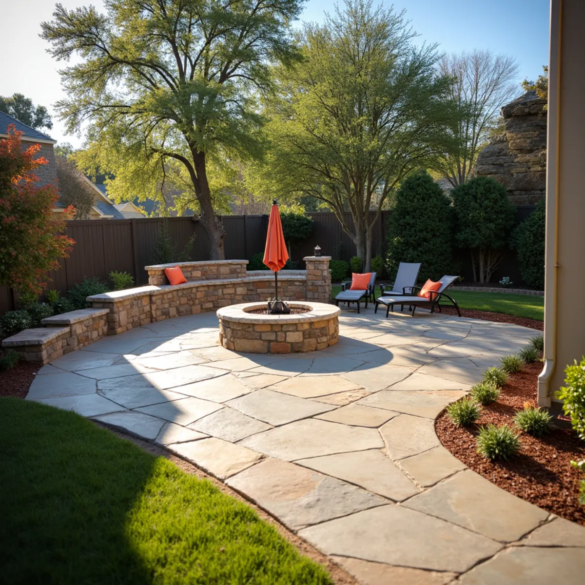 Custom flagstone and concrete patio San Antonio TX